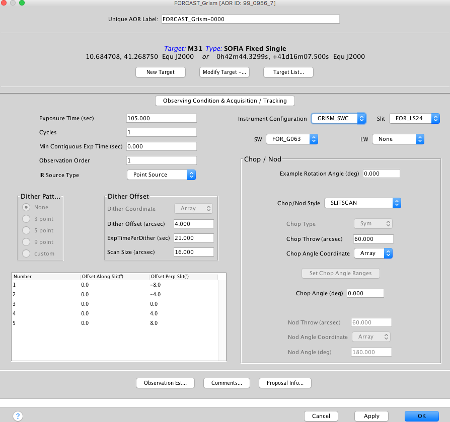 FORCAST grism panel screenshot